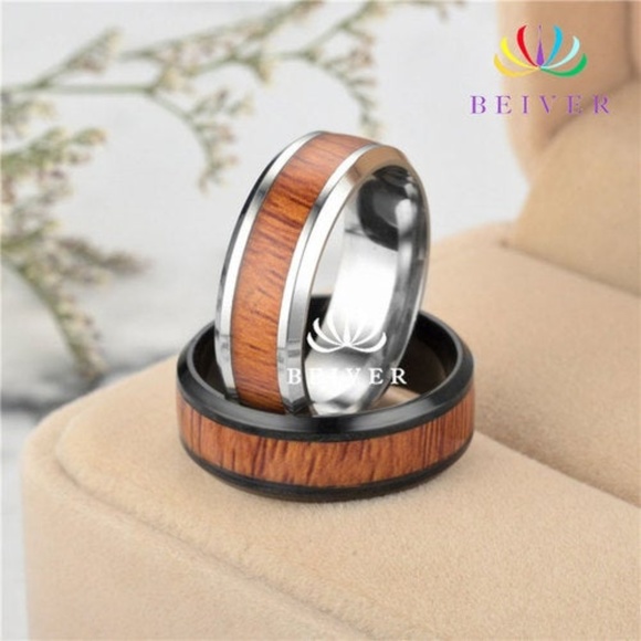 New Fashion Titanium Steel Teak Setting Ring sz 13 - Picture 3 of 3